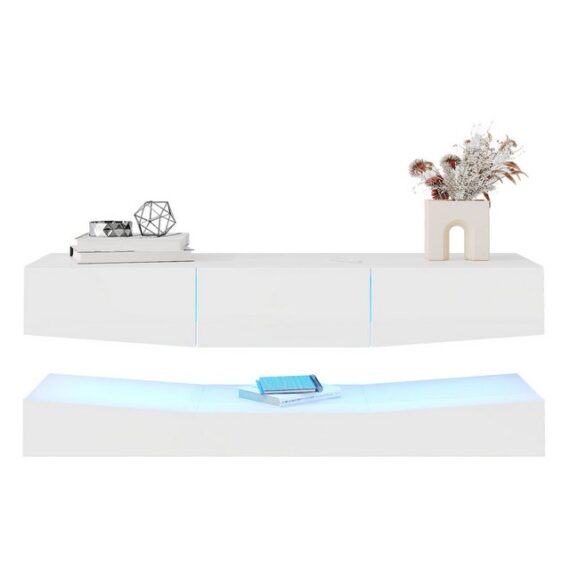 Welikera TV-Schrank TV Board,TV Stand,TV-Schrank Hängend Wand befestigter schwimmend TV Schank mit LED-Licht,TV-Ständer Unterhaltungs Medienkonsolen-Center