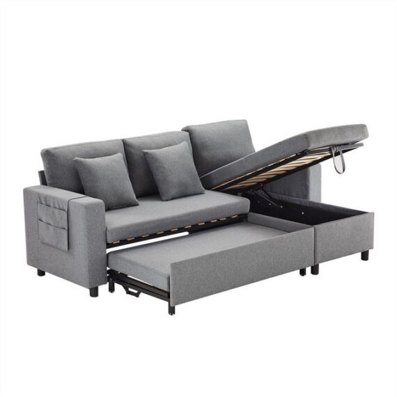 autolock Schlafsofa Schlafsofa,L-förmiges Sofa mit Schlaffunktion,Sofa-Chaiselongue, mit Stauraum,Taschenbecherhalter,Wohnzimmer-Schlafsofa