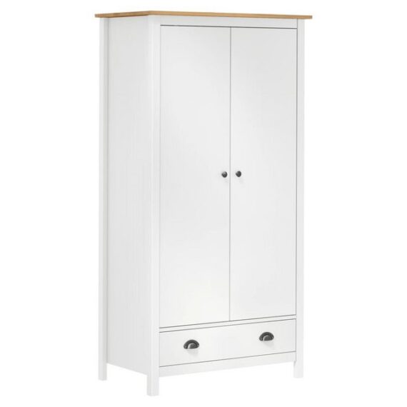 furnicato Kleiderschrank mit 2 Türen Hill Weiß 89x50x170 cm Kiefernholz (1-St)