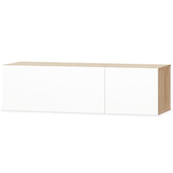 furnicato TV-Schrank Holzwerkstoff 120x40x34 cm Hochglanz-Weiß und Eiche