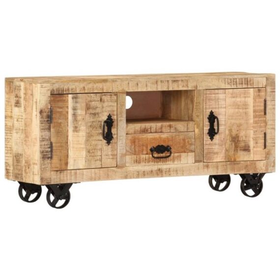 furnicato TV-Schrank Raues Mangoholz 110x30x50 cm