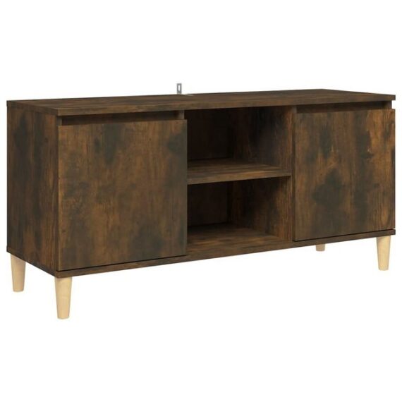 furnicato TV-Schrank mit Massivholz-Beinen Räuchereiche 103,5x35x50 cm