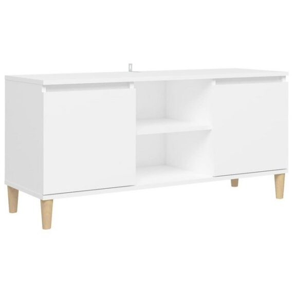 furnicato TV-Schrank mit Massivholz-Beinen Weiß 103,5x30x50 cm