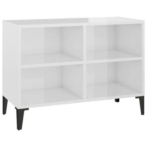 furnicato TV-Schrank mit Metallbeinen Hochglanz-Weiß 69,5x30x50cm