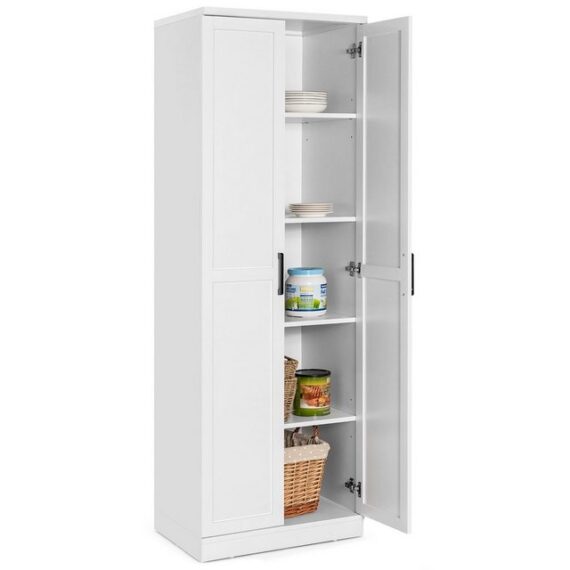 COSTWAY Küchenbuffet Küchenschrank hoch, mit Türen & Regalen, 59x43,5x178cm