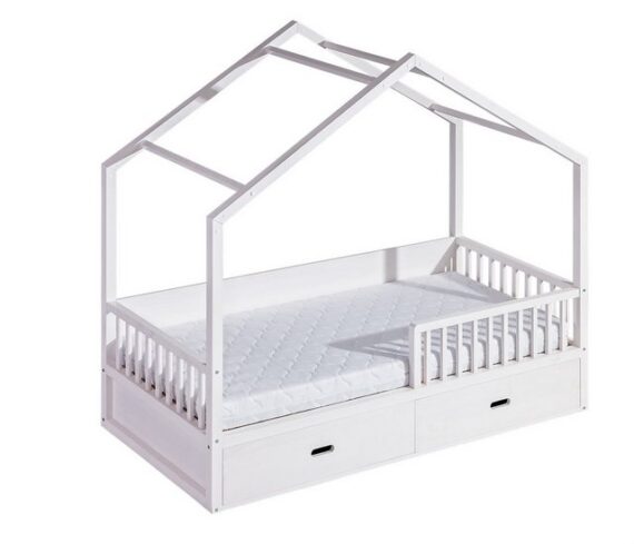 Compleo Hausbett Kinderbett Bodenbett Kinderhausbett Jugendbett SUZ, Rausfallschutz, mit 2 Schubladen