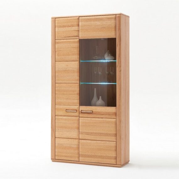 Empinio24 Vitrine Sanremo Breite 107 cm, mit 1x Holz/Glastür und 1x Holztür, Kernbuche