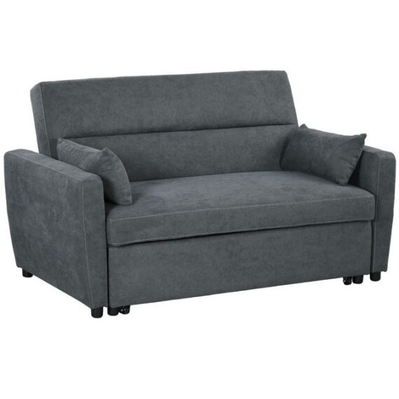 HOMCOM Schlafsofa Sofa mit Schlaffunktion, Sofagarnitur, Verstellbarer Winkel, Stoffsofa 1 Teile, für Wohnzimmer, Dunkelgrau