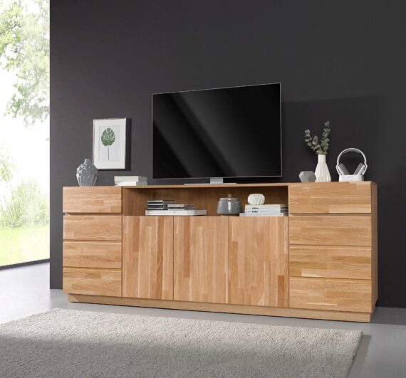 Home affaire Sideboard, Breite 220 cm, mit 5 Türen, teilmassiv, FSC-zertifiziert