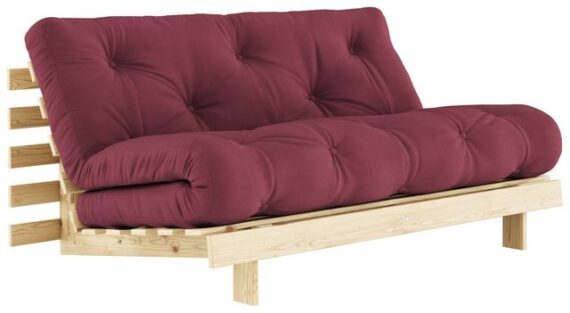 Karup Design 2-Sitzer Schlafsofa ROOTS 160 cm Polster BORDEAUX Klappsofa Gestell Kiefer