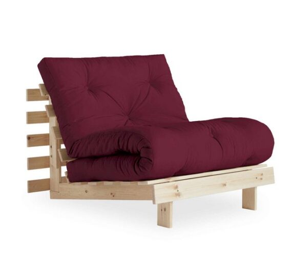 Karup Design Schlafsofa Schlafsofa ROOTS 90 cm Polster BORDEAUX Klappsofa Gestell Kiefer