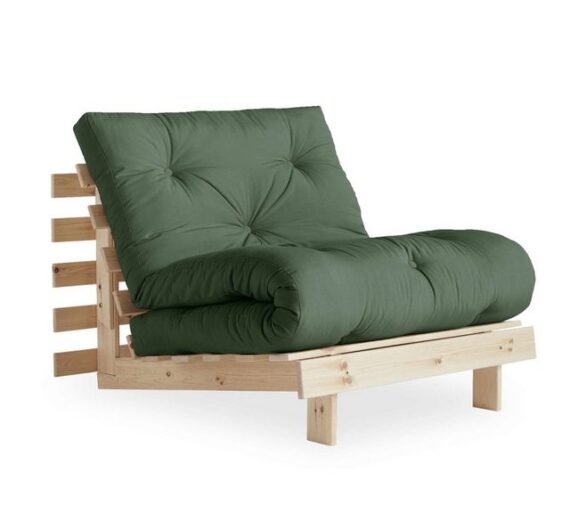 Karup Design Schlafsofa Schlafsofa ROOTS 90 cm Polster OLIVE GREEN Funktionssofa Klappgestell