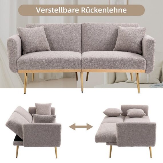 KoDise Schlafsofa 3-Sitzer Ecksofa Polstermöbel verstellbares Polsterbett aus Teddystoff, Klappsofa mit Kissen, Couch Sessel Schlafsessel Schlafcouch mit Lehne