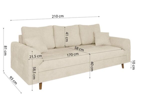 S-Style Möbel Polstergarnitur 3+2+1 Kristian mit Braun Holzfüßen aus Chenille-Stoff, (1x 3-Sitzer-Sofa, 1x 2-Sitzer-Sofa, 1x Sessel), mit Wellenfederung