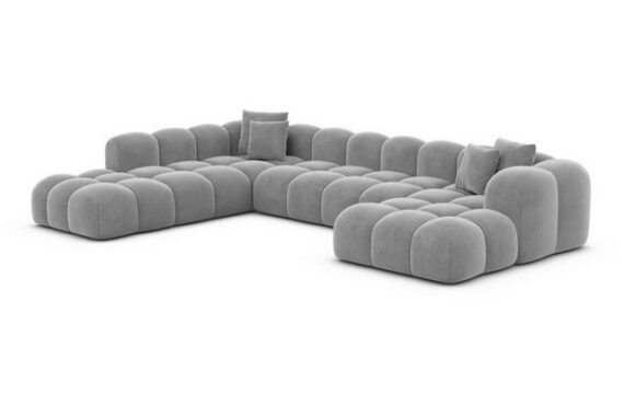 Sofa Dreams Wohnlandschaft Polster Stoffsofa Modern Ottomane Couch Samtstoff Formentera XXL, Loungesofa