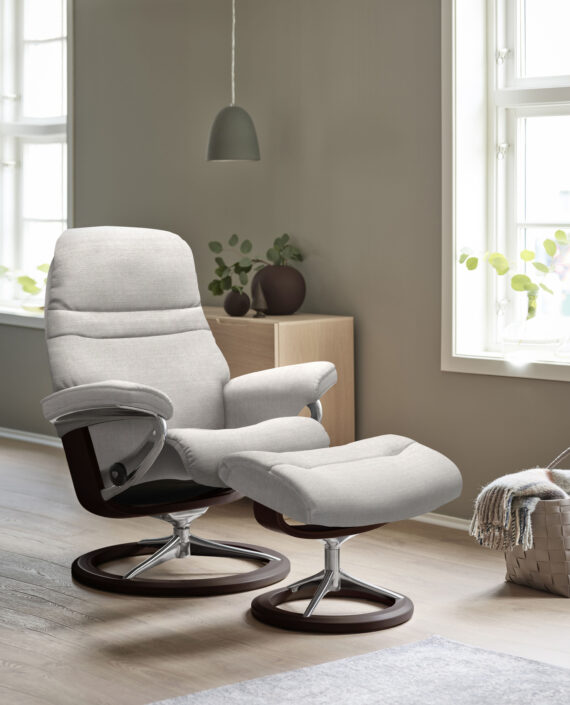 Stressless Relaxsessel "Sunrise", (Set, Relaxsessel mit Hocker), mit Signature Base, Größe L, Gestell Braun