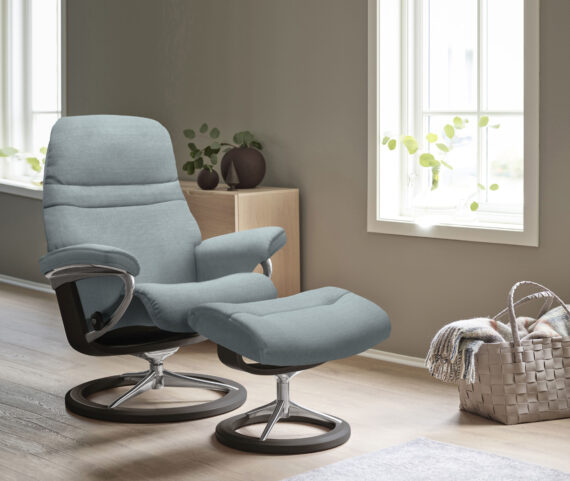 Stressless Relaxsessel "Sunrise", (Set, Relaxsessel mit Hocker), mit Signature Base, Größe L, Gestell Wenge