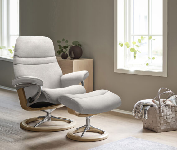 Stressless Relaxsessel "Sunrise", (Set, Relaxsessel mit Hocker), mit Signature Base, Größe S, Gestell Eiche