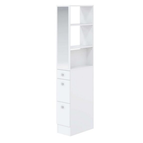 TemaHome Badezimmerspiegelschrank Combi Badezimmerschrank mit drei Schubladen, offenen Fächern, als Raumteiler, 24 cm breit, Weiss