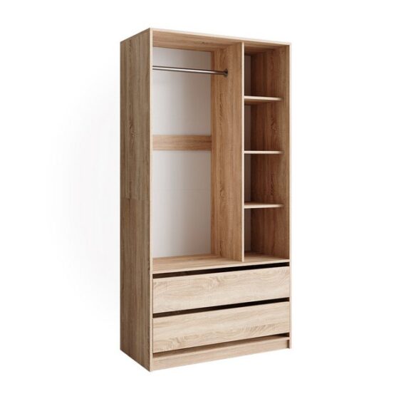 Vicco Kleiderschrank Elmo, Sonoma, 100 x 200 cm mit 2 Schubladen