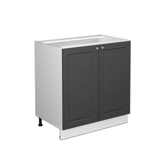 Vicco Spülenunterschrank Fame-Line, Anthrazit-Gold/Weiß, 80 cm mit Regal, ohne Arbeitsplatte