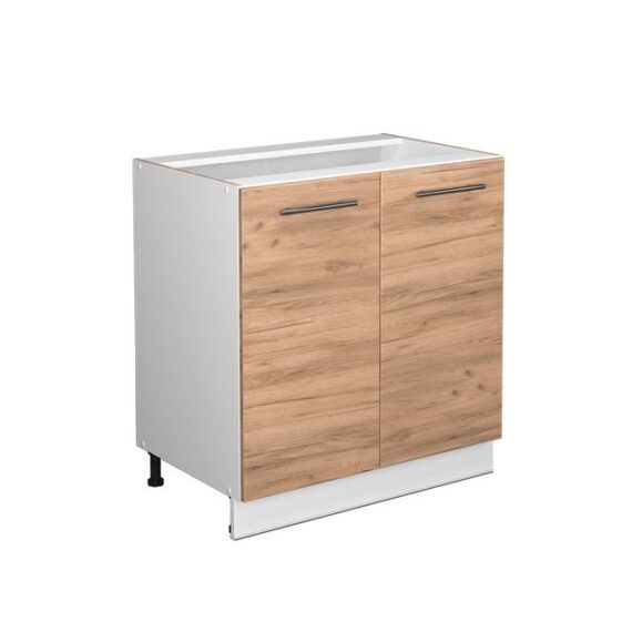 Vicco Spülenunterschrank Fame-Line, Goldkraft Eiche/Weiß, 80 cm mit Regal, AP Eiche