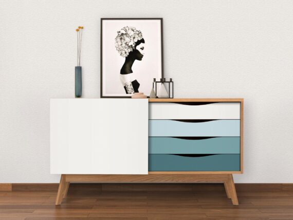 Woodman Sideboard "Hilla", Breite 130 cm, im angesagten skandinavischen Look, Fußrahmen aus Eiche