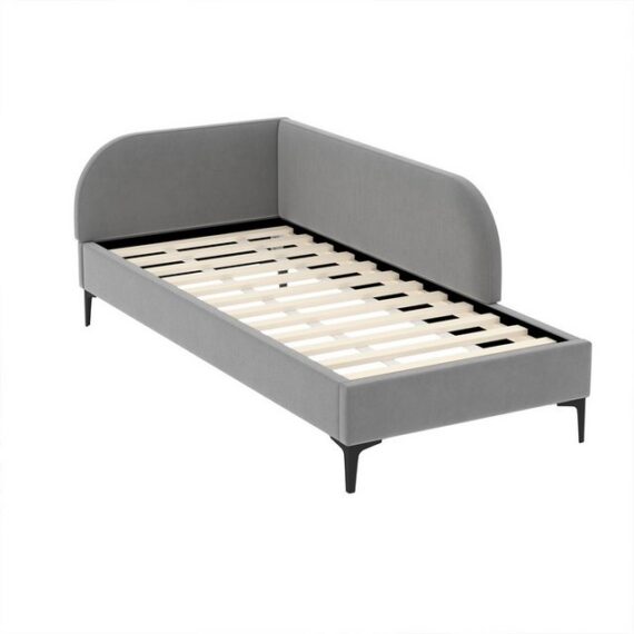 XDeer Polsterbett Polsterbett mit Lattenrost Hautfreundlicher Schlafsofa, Multifunktionsbett Samtstoff Jugendbett 90*200cm Grau