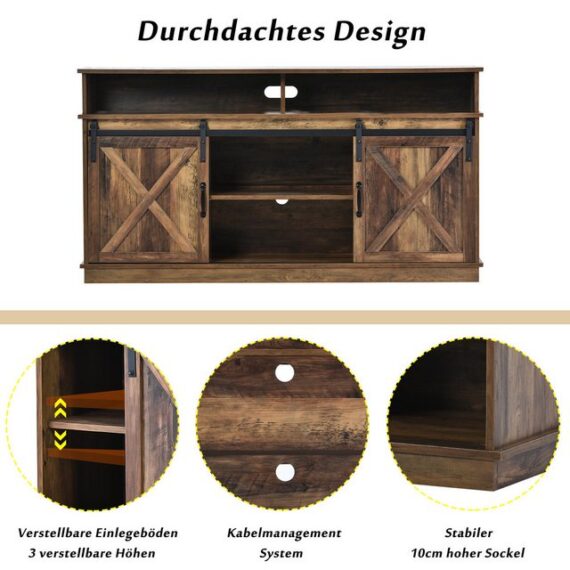 YNOFIT Seitenschrank Sideboard, TV-Ständer, Schrank, 2 Schiebetüren, 148*40*78 cm