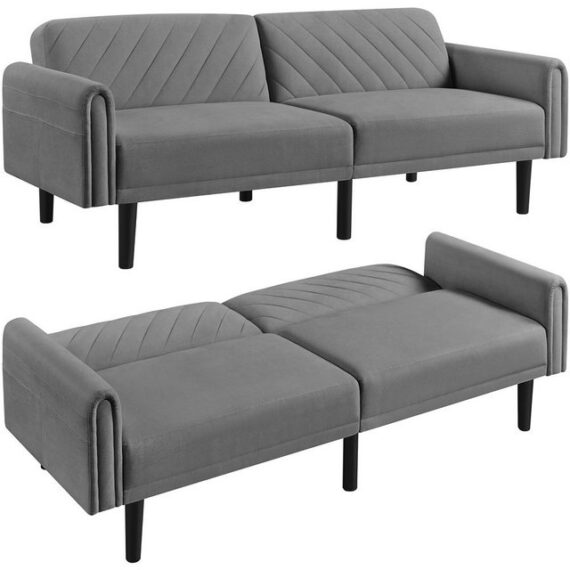 Yaheetech Schlafsofa, Sofa 201 cm Länge Bettsofa bis 360 kg Belastbar Schlafcouch