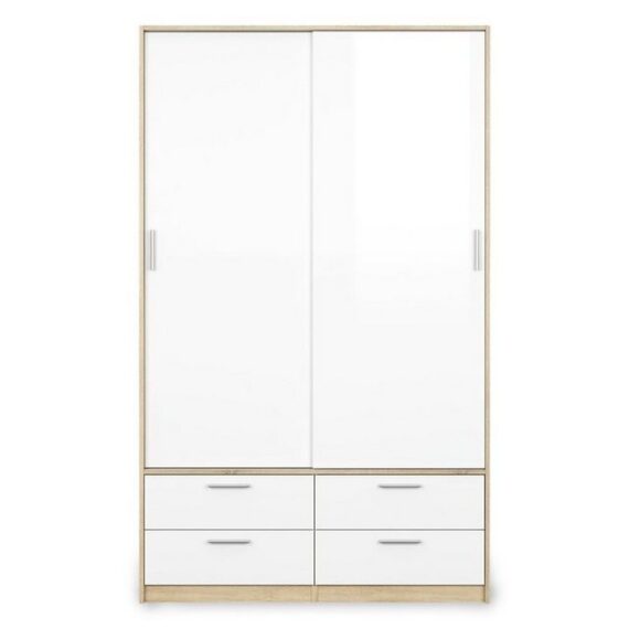 ebuy24 Kleiderschrank Lisa Kleiderschrank weiss und Eiche Struktur.