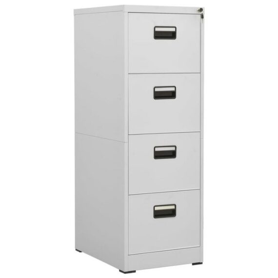 furnicato Aktenschrank Hellgrau 46x62x133 cm Stahl