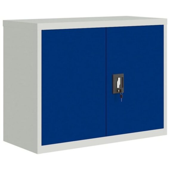 furnicato Aktenschrank Hellgrau und Blau 90x40x70 cm Stahl