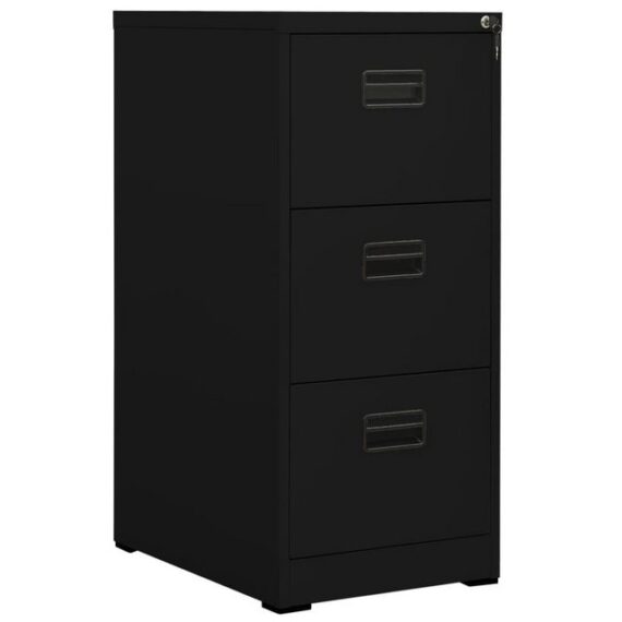 furnicato Aktenschrank Schwarz 46x62x102,5 cm Stahl