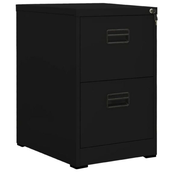 furnicato Aktenschrank Schwarz 46x62x72,5 cm Stahl