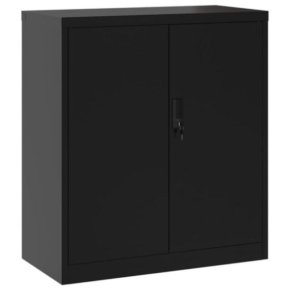 furnicato Aktenschrank Schwarz 79x40x90 cm Stahl