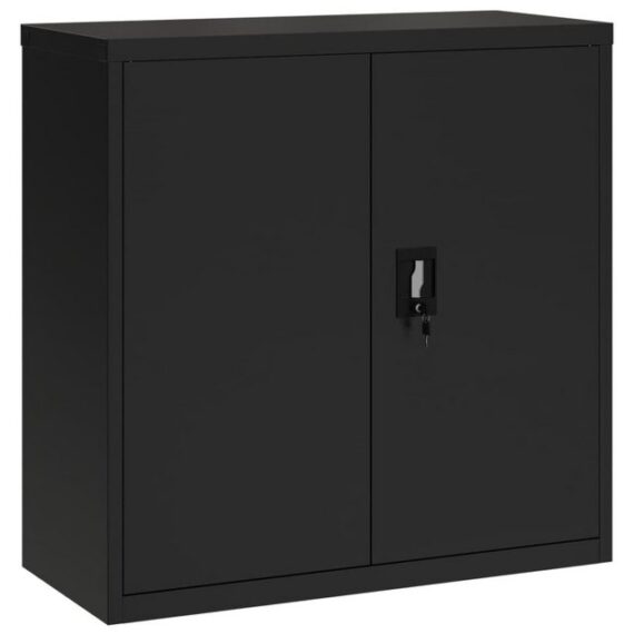 furnicato Aktenschrank Schwarz 90x40x90 cm Stahl