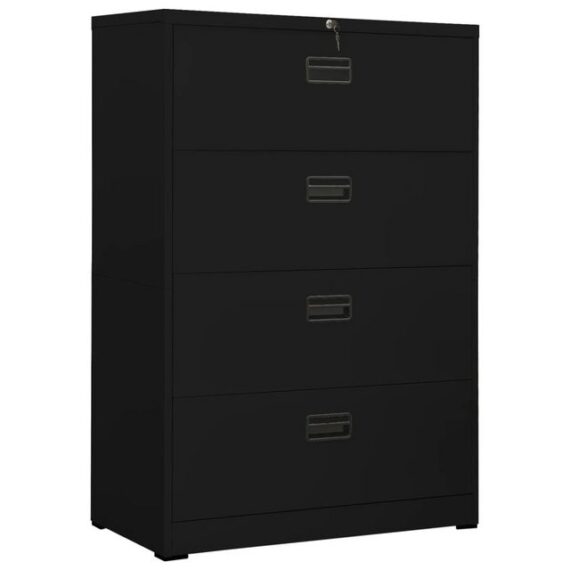 furnicato Aktenschrank Schwarz 90x46x134 cm Stahl