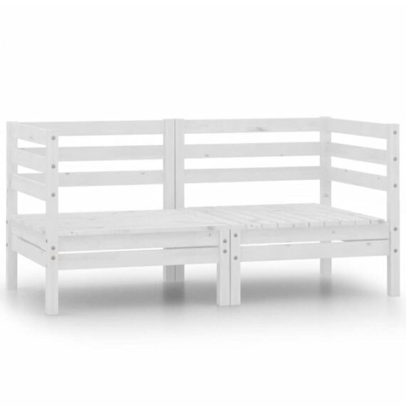 furnicato Ecksofa Garten-Ecksofas 2 Stk. Weiß Massivholz Kiefer