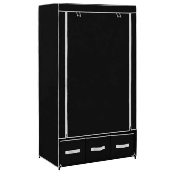 furnicato Kleiderschrank Schwarz 87 x 49 x 159 cm Stoff