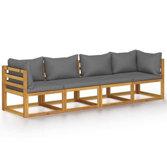 furnicato Loungesofa 4-Sitzer-Gartensofa mit Auflage Akazie Massivholz