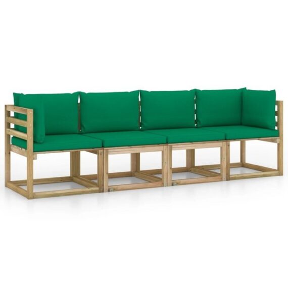 furnicato Loungesofa Gartensofa 4-Sitzer mit Kissen in Grün