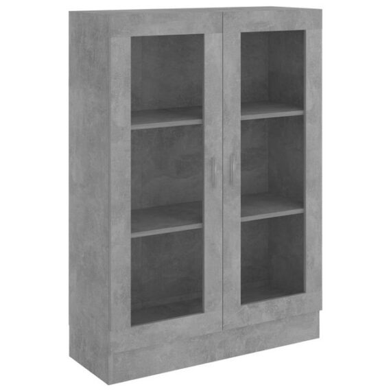 furnicato Vitrine Vitrinenschrank Betongrau 82,5x30,5x115 cm Holzwerkstoff