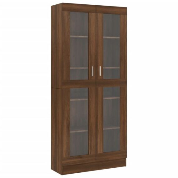 furnicato Vitrine Vitrinenschrank Braun Eichen-Optik 82,5x30,5x185,5 cm