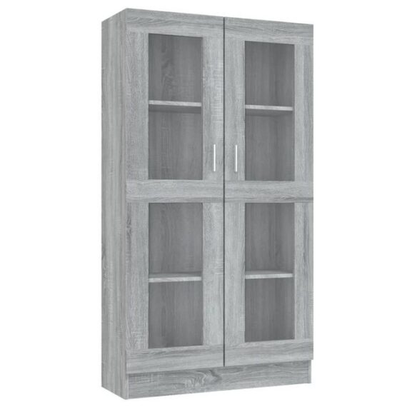 furnicato Vitrine Vitrinenschrank Grau Sonoma 82,5x30,5x150 cm Holzwerkstoff