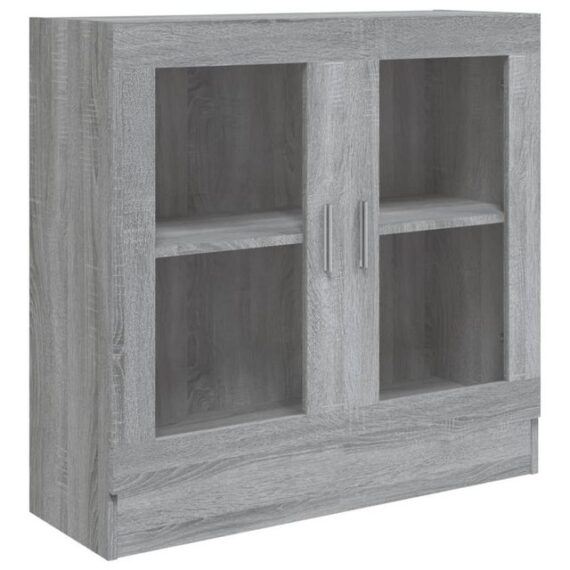 furnicato Vitrine Vitrinenschrank Grau Sonoma 82,5x30,5x80 cm Holzwerkstoff