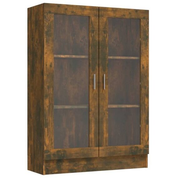 furnicato Vitrine Vitrinenschrank Räuchereiche 82,5x30,5x115 cm Holzwerkstoff