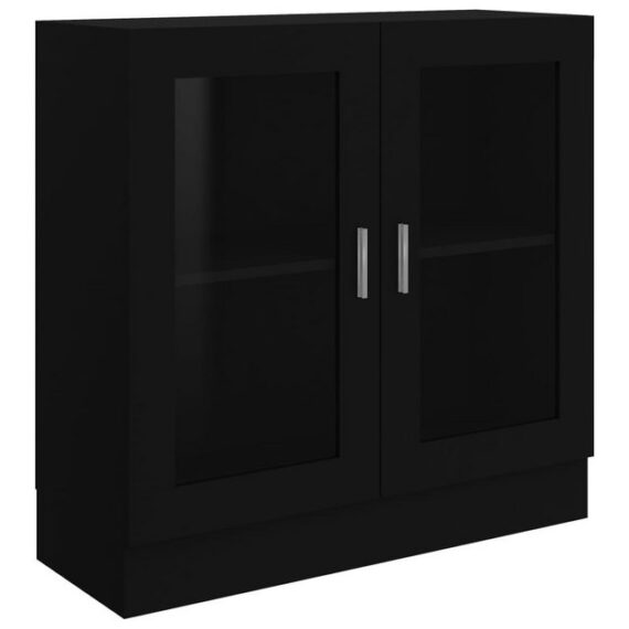 furnicato Vitrine Vitrinenschrank Schwarz 82,5x30,5x80 cm Holzwerkstoff