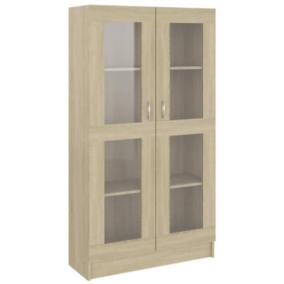 furnicato Vitrine Vitrinenschrank Sonoma-Eiche 82,5x30,5x150 cm Holzwerkstoff