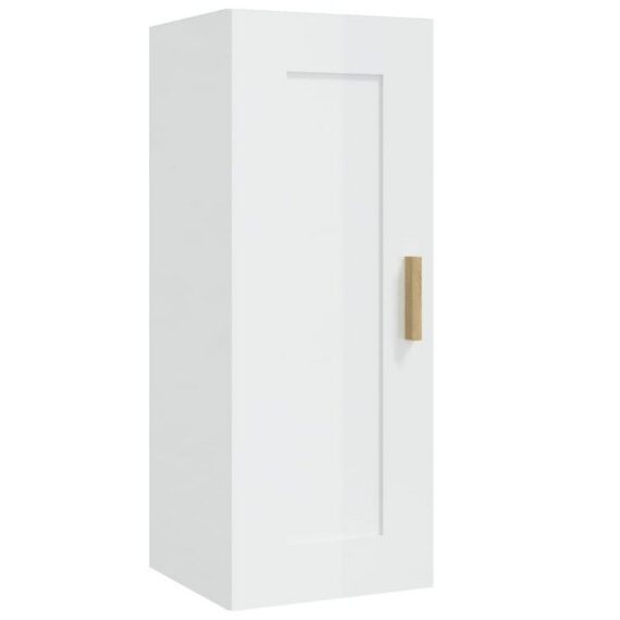 furnicato Wandhängeschrank Wandschrank Hochglanz-Weiß 35x34x90 cm Holzwerkstoff